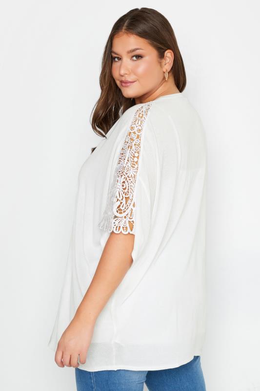 White Lace Sleeve Kimono Cardigan | Yours Clothing 3