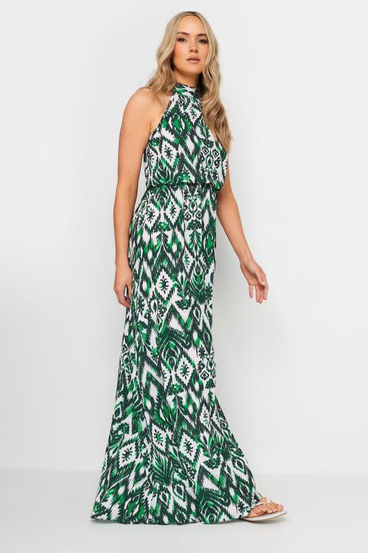 LTS Tall Women's Green Aztec Print Halter Neck Dress | Long Tall Sally 2