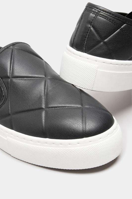 Black Quilted Slip-On Trainers In Extra Wide Fit 5