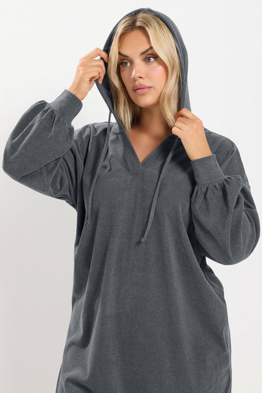 womens grey sweatshirt dress YOURS Plus Size Charcoal Hoodie Give your everyday wardrobe