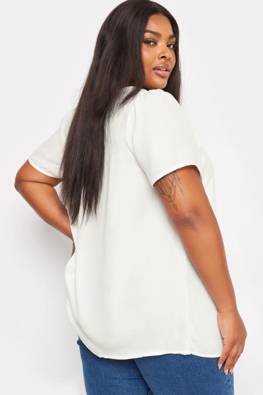 YOURS Plus Size White Button Front Blouse | Yours Clothing 3