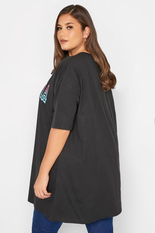 Plus Size Black 'California' Slogan Oversized T-Shirt | Yours Clothing  3