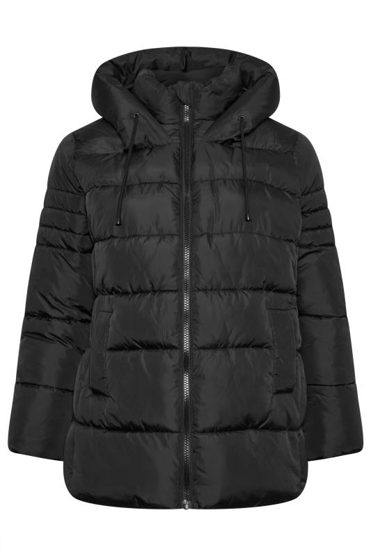 YOURS Curve Black Sporty Puffer Coat | Yours Clothing 5