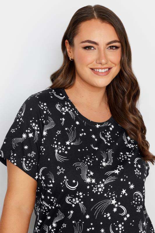 YOURS Plus Size Black Shooting Star Print Nightdress | Yours Clothing 4