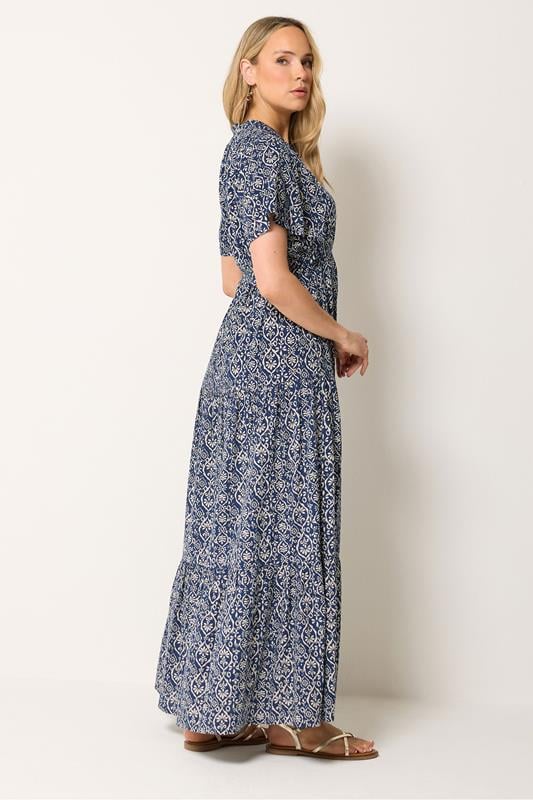 LTS Tall Women's Dark Blue & White Floral Tie Waist Maxi Dress | Long Tall Sally 2