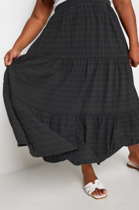 YOURS Curve Black Tiered Checked Midi Skirt | Yours Clothing 4