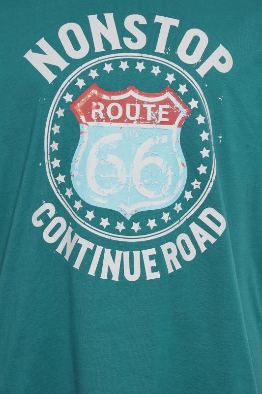 KAM Big & Tall Light Blue 'Route 66' Slogan T-Shirt | BadRhino  2