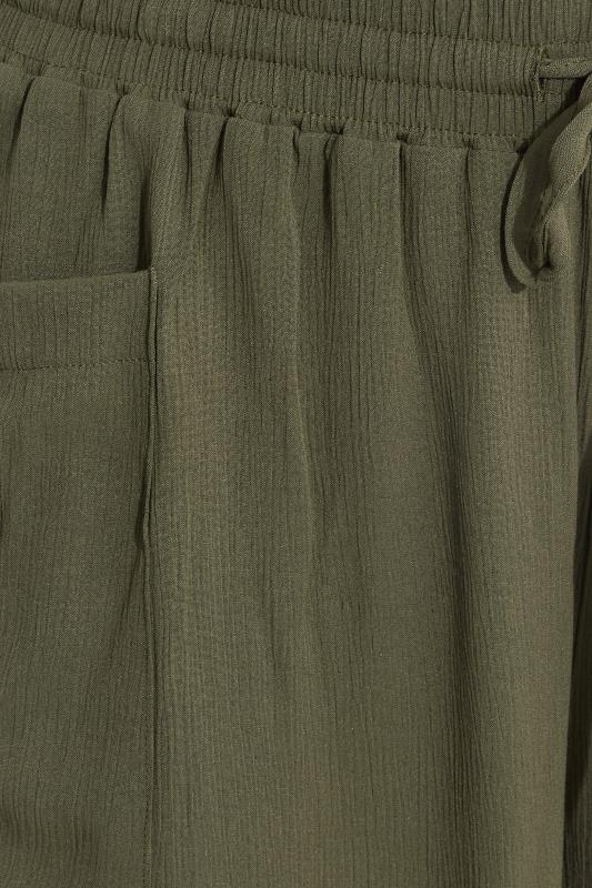 Plus Size Khaki Green Crinkle Culottes | Yours Clothing 4