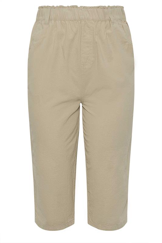YOURS Plus Size Beige Brown Cool Cotton Cropped Trousers | Yours Clothing 5