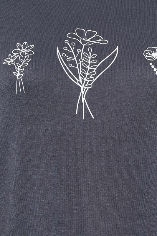 LIMITED COLLECTION Plus Size Grey Floral Illustration Print T-Shirt | Yours Clothing 4