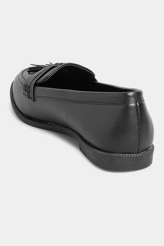 Black Faux Leather Tassel Loafers In Standard D Fit | PixieGirl 4