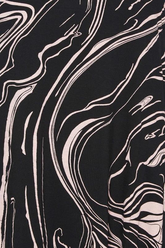 YOURS Curve Black Plus Size Marble Print Sleeveless Drape Pocket Midi Dress | Yours Clothing  5