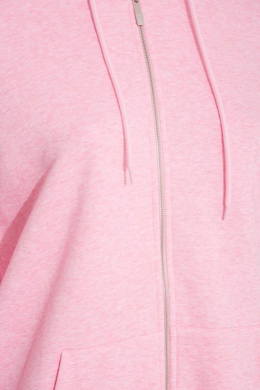 Plus Size Light Pink Marl Zip Through Hoodie | Yours Clothing  5