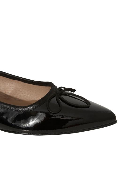 LTS Black Patent Ballerina Flat Shoes | Long Tall Sally