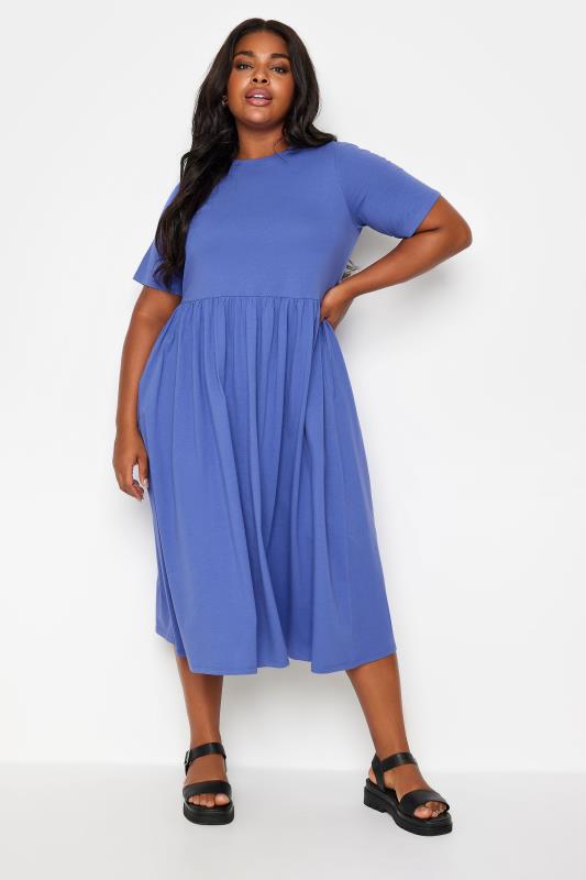 YOURS Plus Size Blue Pure Cotton Midaxi Dress | Yours Clothing 2