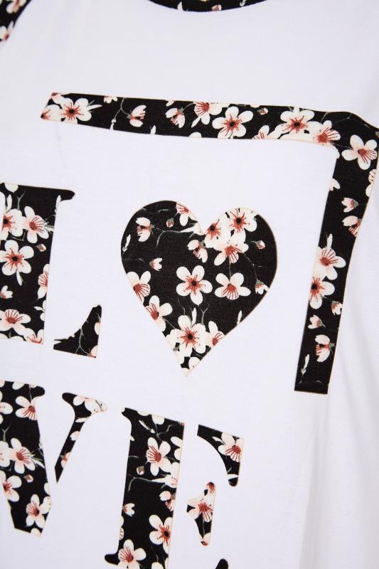 Curve White Floral Raglan 'Love' Slogan T-Shirt 5