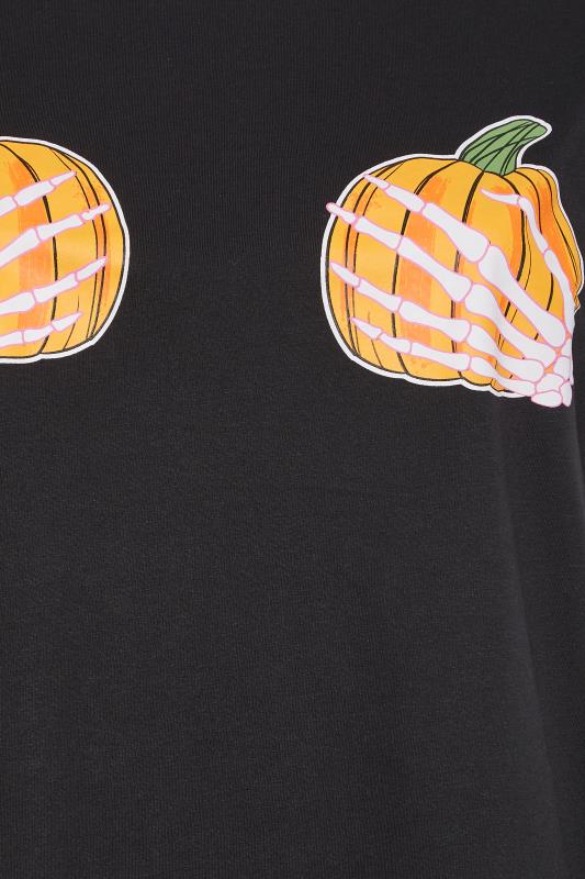YOURS Plus Size Black Pumpkin Hands Novelty Halloween T-Shirt | Yours Clothing 6