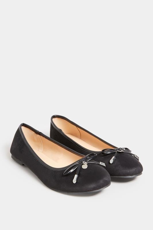 LTS Black Faux Suede Ballerina Pumps In Standard Fit | Long Tall Sally 2