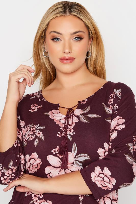 Plus Size Purple Floral Print Tunic Top | Yours Clothing 4