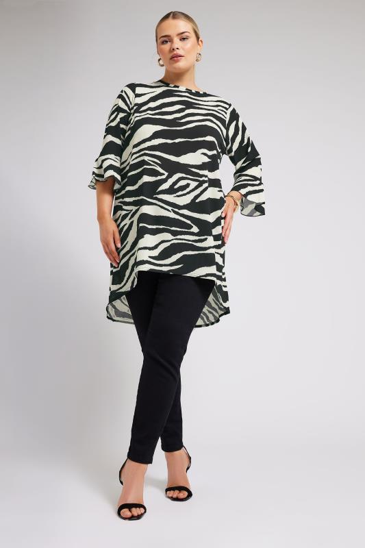 YOURS LONDON Plus Size Black Zebra Print Tunic Top | Yours Clothing 2