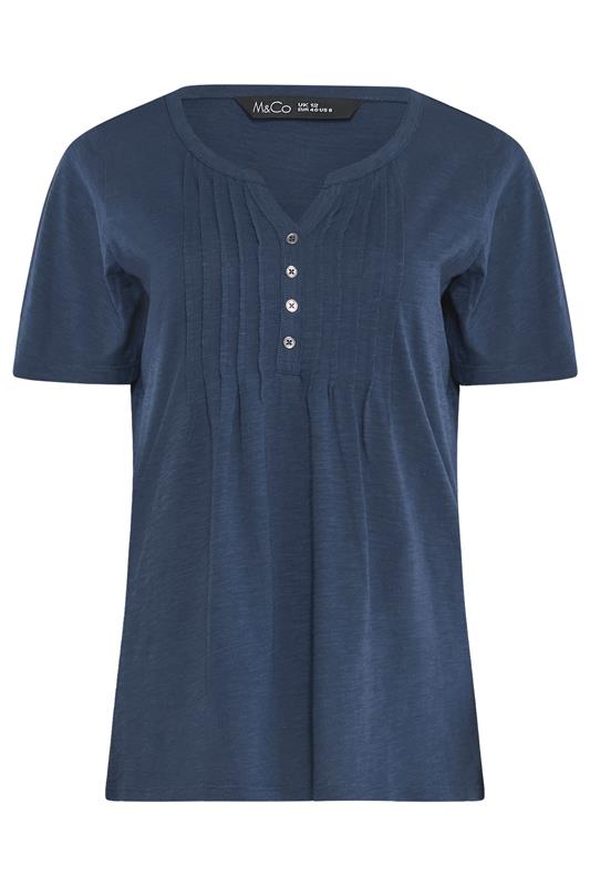 M&Co 2 PACK Navy Blue & White Floral Cotton Henley Tops | M&Co 9