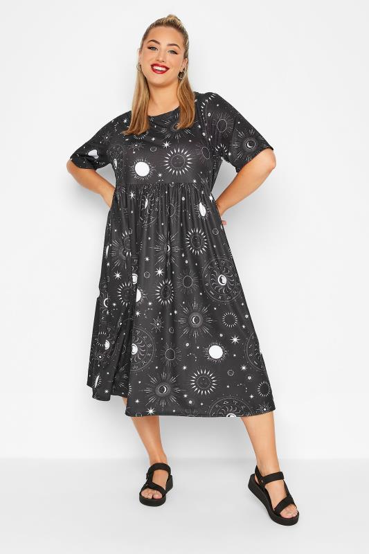 LIMITED COLLECTION Plus Size Black Astrology Smock Dress | Yours Clothing 2