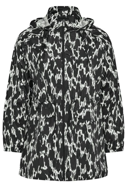 YOURS Plus Size Black Abstract Print Lightweight Parka Jacket | Yours Clothing 5