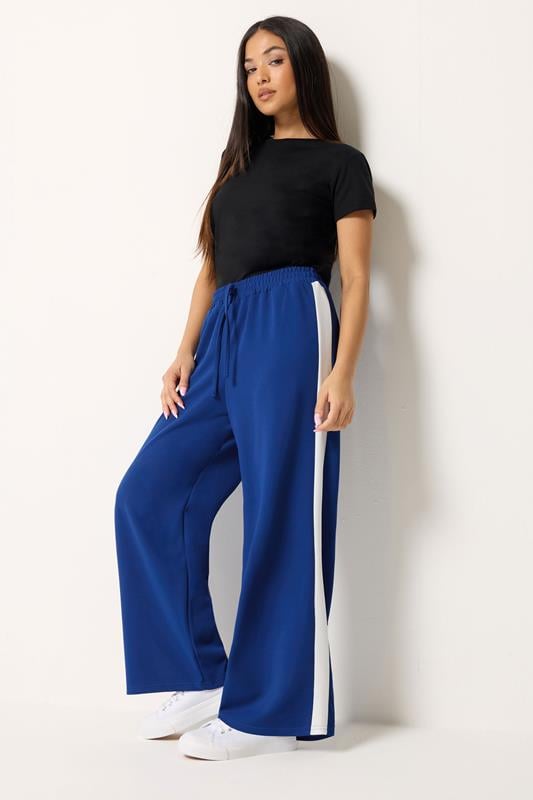  M&Co Petite blauwe en witte broek met zijstreep