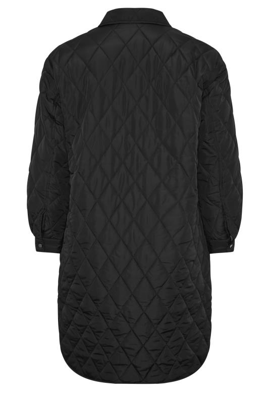 YOURS Plus Size Black Longline Quilted Jacket | Yours Clothing 8