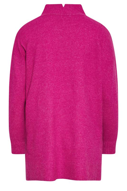 YOURS Plus Size Pink High Neck Knitted Jumper | Yours Clothing 7
