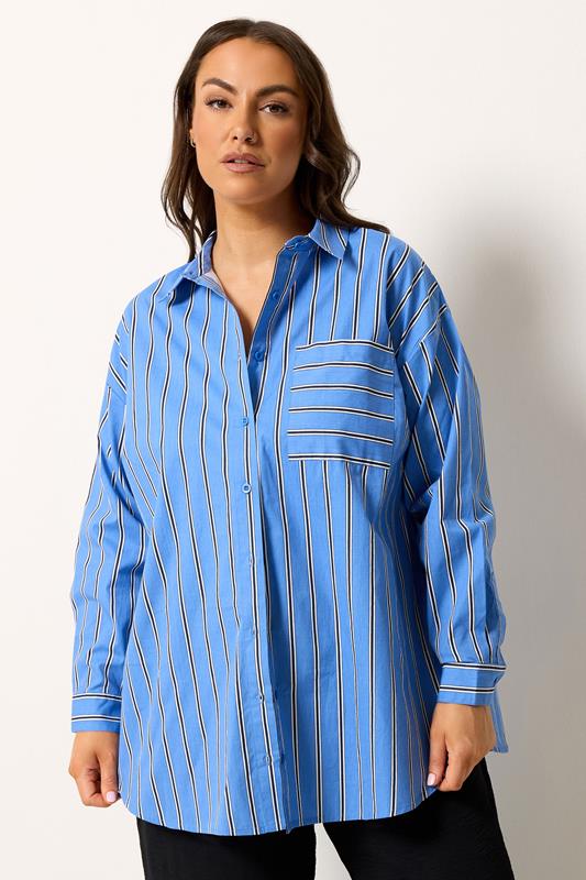  YOURS camisa de rayas azules con botones