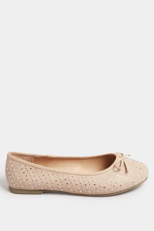 Nude Sparkly Ballerina Pumps In Extra Wide EEE Fit  3