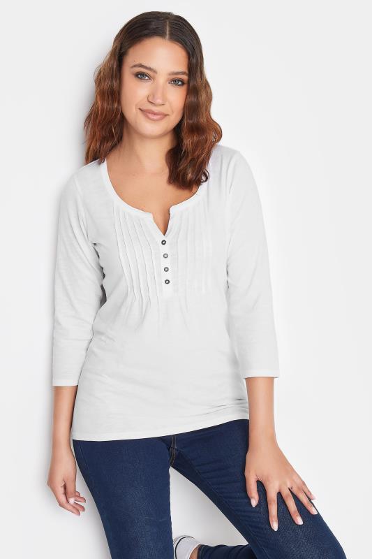 LTS Tall White Henley Top