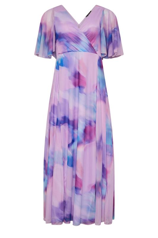 M&Co Petite Pink Blurred Floral Wrap Maxi Dress | M&Co 5