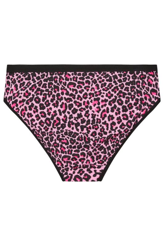 YOURS 5 PACK Plus Size Pink Leopard Print High Leg Knickers | Yours Clothing 7