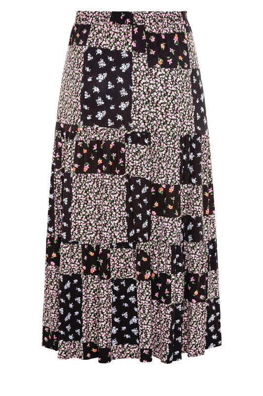 YOURS LONDON Black Patchwork Tiered Maxi Skirt | Yours Clothing 5