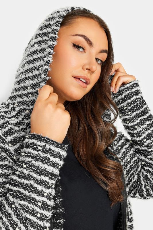 YOURS Plus Size Black Textured Zip Up Hoodie | Yours Clothing 4