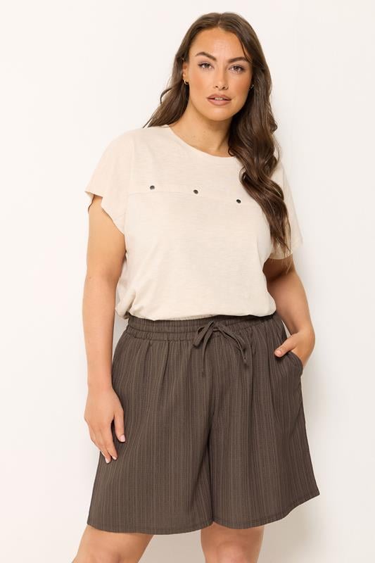  YOURS Short texturé marron chocolat
