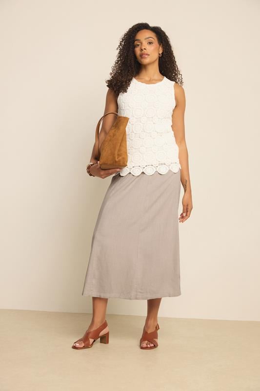 M&Co falda larga de lino marrón natural