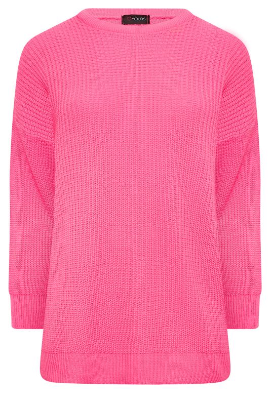 YOURS Plus Size Neon Pink Knitted Jumper | Yours Clothing 6