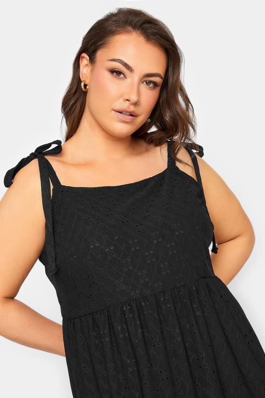 YOURS Curve Plus Size Black Broderie Anglaise Maxi Dress | Yours Clothing  4