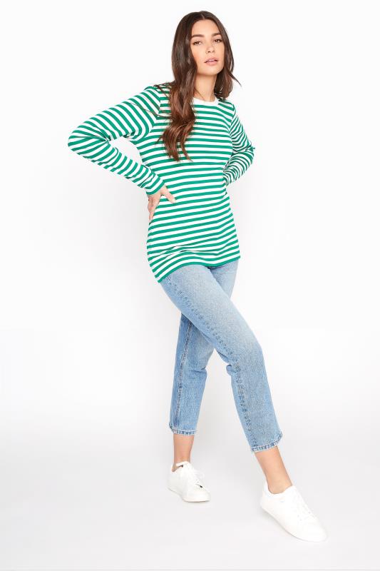 Tall Green & White Stripe Long Sleeve T-Shirt_B.jpg