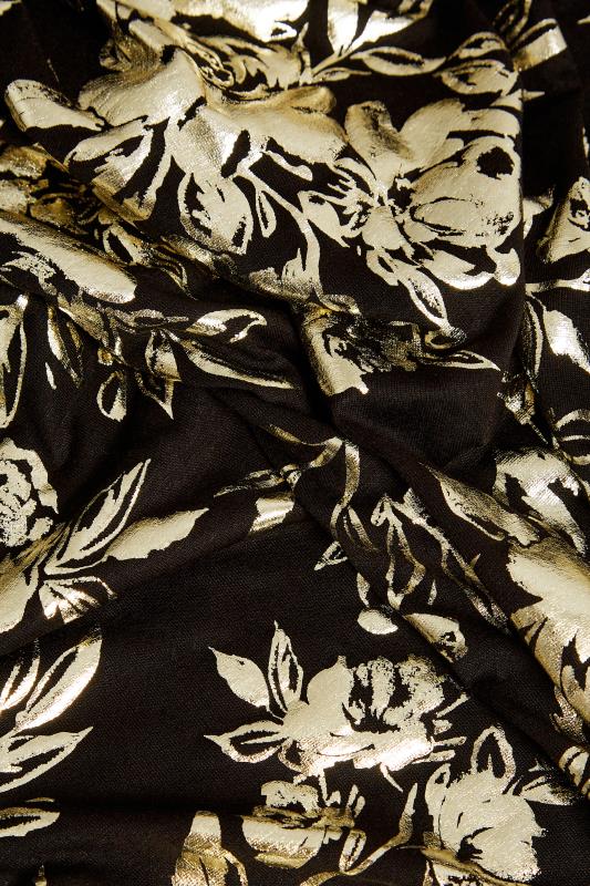 YOURS LUXURY Plus Size Black Foil Floral Print Wrap Dress | Yours Clothing 8
