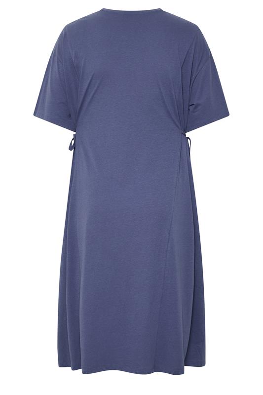 YOURS Plus Size Blue Front Tie Midi Dress | Yours Clothing 2