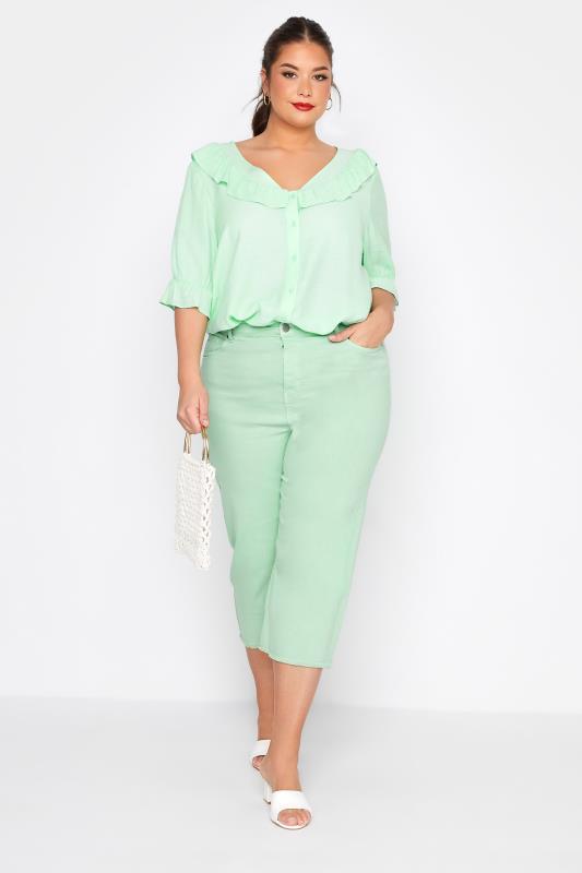 LIMITED COLLECTION Plus Size Mint Green Frill Blouse | Yours Clothing 2