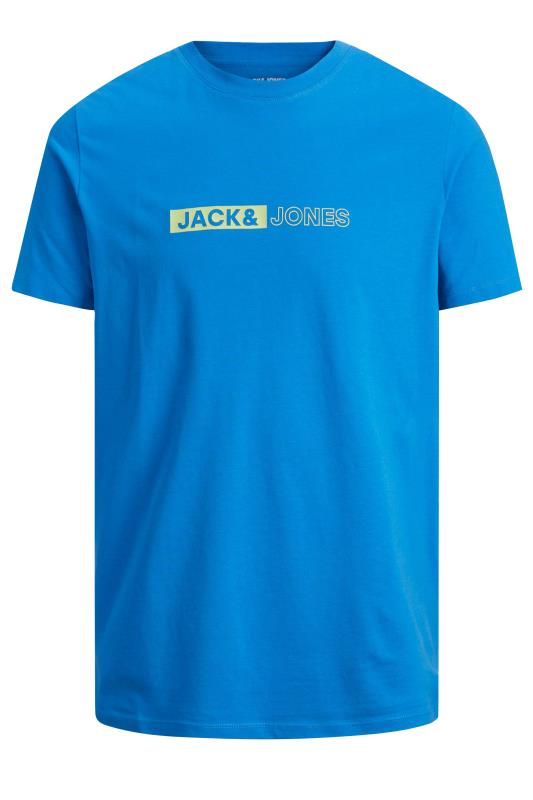 JACK & JONES Big & Tall Bright Blue Logo T-Shirt | BadRhino  1