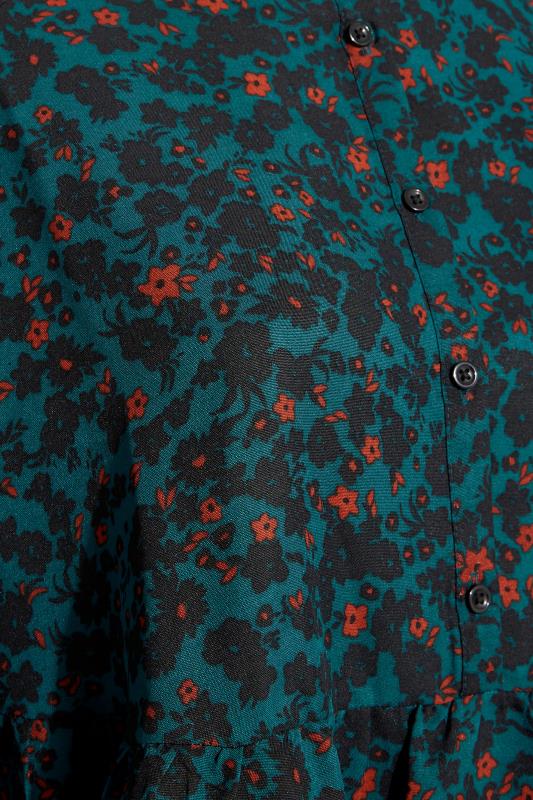 LIMITED COLLECTION Curve Emerald Green Floral Button Front Top_S.jpg