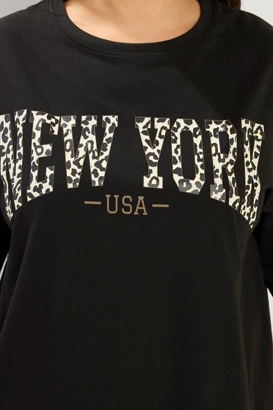 YOURS Plus Size Black 'New York' Leopard T-Shirt | Yours Clothing 4