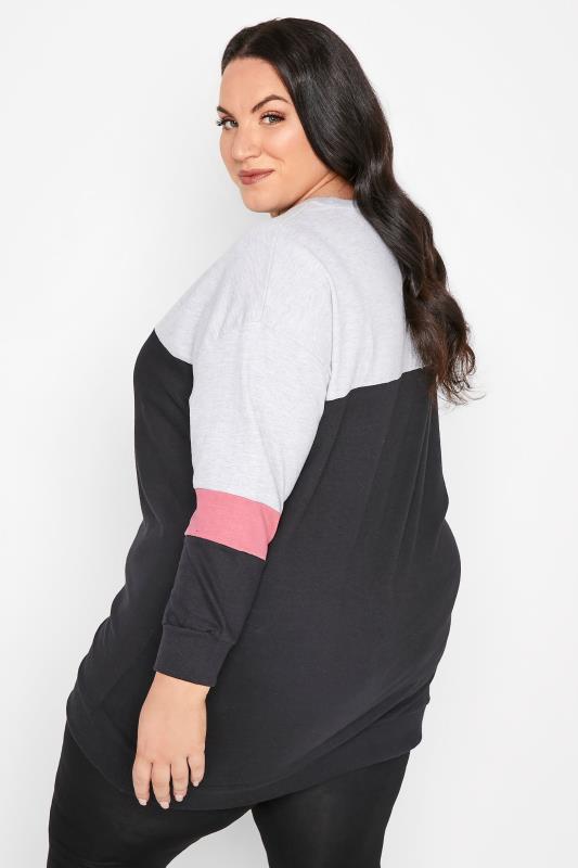 Plus Size Black Varsity Colour Block Sweatshirt | Yours Clothing 3