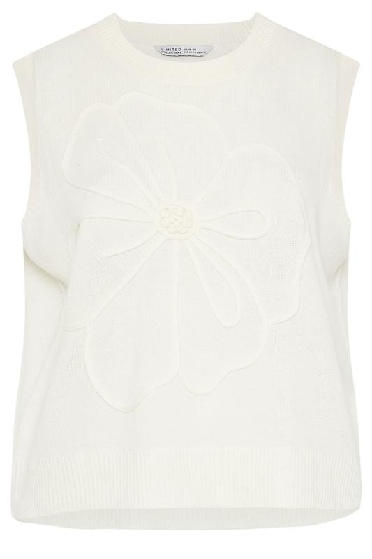 LIMITED COLLECTION Plus Size White Embroidered Floral Knitted Top | Yours Clothing 5